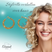 Goudkleurige Oorringen RVS &acirc;&euro;&ldquo; 25x3,5mm &acirc;&euro;&ldquo; Brede en Smalle Banden