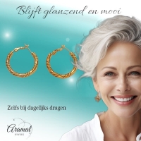 Goudkleurige Oorringen RVS &acirc;&euro;&ldquo; 25x3,5mm &acirc;&euro;&ldquo; Brede en Smalle Banden