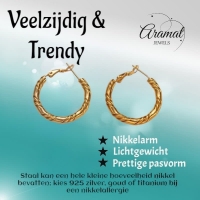 Goudkleurige Oorringen RVS &acirc;&euro;&ldquo; 25x3,5mm &acirc;&euro;&ldquo; Brede en Smalle Banden