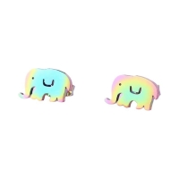 Olifant Oorbellen Regenboogkleurig RVS &acirc;&euro;&ldquo; 10x6mm &acirc;&euro;&ldquo; Meisje Diere