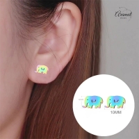 Olifant Oorbellen Regenboogkleurig RVS &acirc;&euro;&ldquo; 10x6mm &acirc;&euro;&ldquo; Meisje Diere