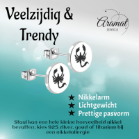 Schorpioen Oorbellen RVS Zilverkleurig &acirc;&euro;&ldquo; 8mm &acirc;&euro;&ldquo; Dieren oorsteke