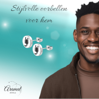 Schorpioen Oorbellen Zilverkleurig RVS &acirc;&euro;&ldquo; 8mm &acirc;&euro;&ldquo; Dieren oorsteke