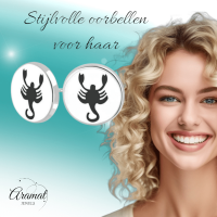 Schorpioen Oorbellen Zilverkleurig RVS &acirc;&euro;&ldquo; 8mm &acirc;&euro;&ldquo; Uniseks Diereno