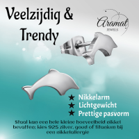 Dolfijn Oorbellen Zilverkleurig RVS &acirc;&euro;&ldquo; 11x6mm &acirc;&euro;&ldquo; Uniseks Diereno