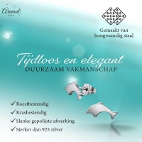 Dolfijn Oorbellen Zilverkleurig RVS &acirc;&euro;&ldquo; 11x6mm &acirc;&euro;&ldquo; Uniseks Diereno