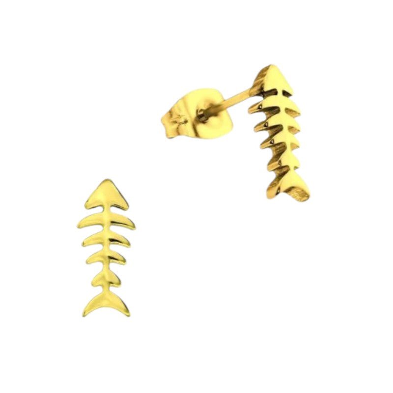Vis Oorbellen Goudkleurig RVS &acirc;&euro;&ldquo; 12x5mm &acirc;&euro;&ldquo; Uniseks Dieren Oorste