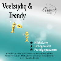 Vis Oorbellen Goudkleurig RVS &acirc;&euro;&ldquo; 12x5mm &acirc;&euro;&ldquo; Uniseks Dieren Oorste