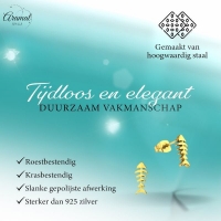 Vis Oorbellen Goudkleurig RVS &acirc;&euro;&ldquo; 12x5mm &acirc;&euro;&ldquo; Uniseks Dieren Oorste