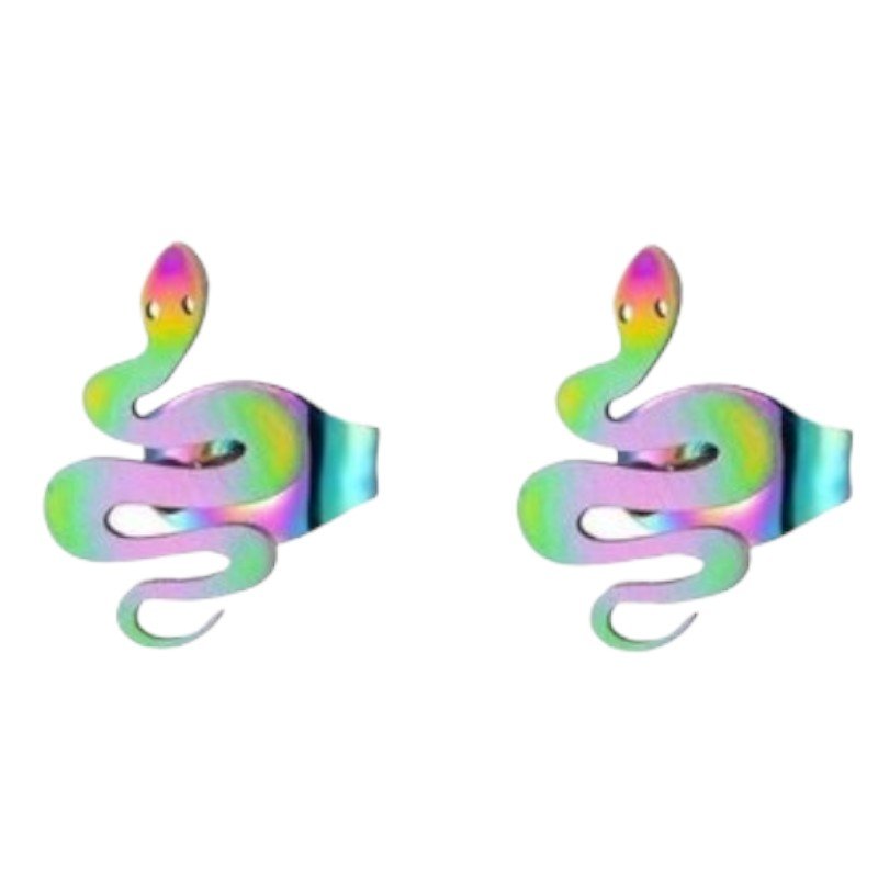 Slang Oorbellen Regenboog RVS &acirc;&euro;&ldquo; 12x7mm &acirc;&euro;&ldquo; Uniseks Dierenoorbell