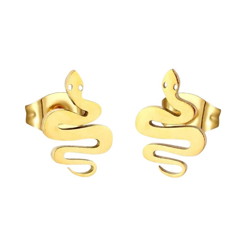 Stalen Slang Oorbellen &acirc;&euro;&ldquo; Goudkleurig RVS &acirc;&euro;&ldquo; 12x7mm &acirc;&euro