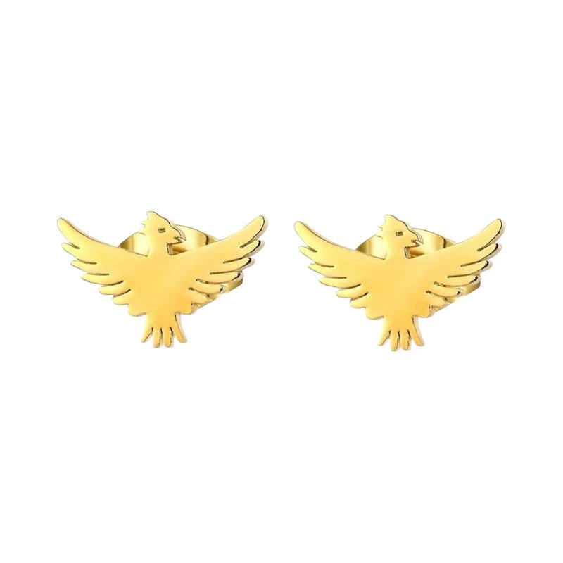 Stalen Adelaar Oorbellen &acirc;&euro;&ldquo; Goudkleurig RVS &acirc;&euro;&ldquo; 10x6mm &acirc;&eu
