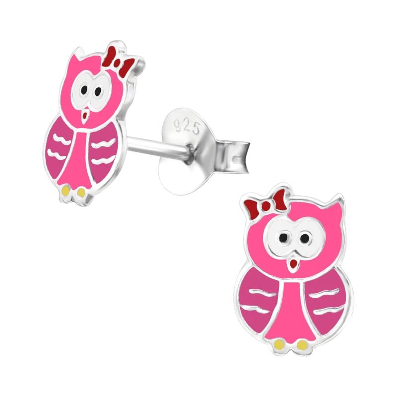 Zilveren Uiltjes Oorbellen Meisje &acirc;&euro;&ldquo; 925 Zilver &acirc;&euro;&ldquo; Roze & Do
