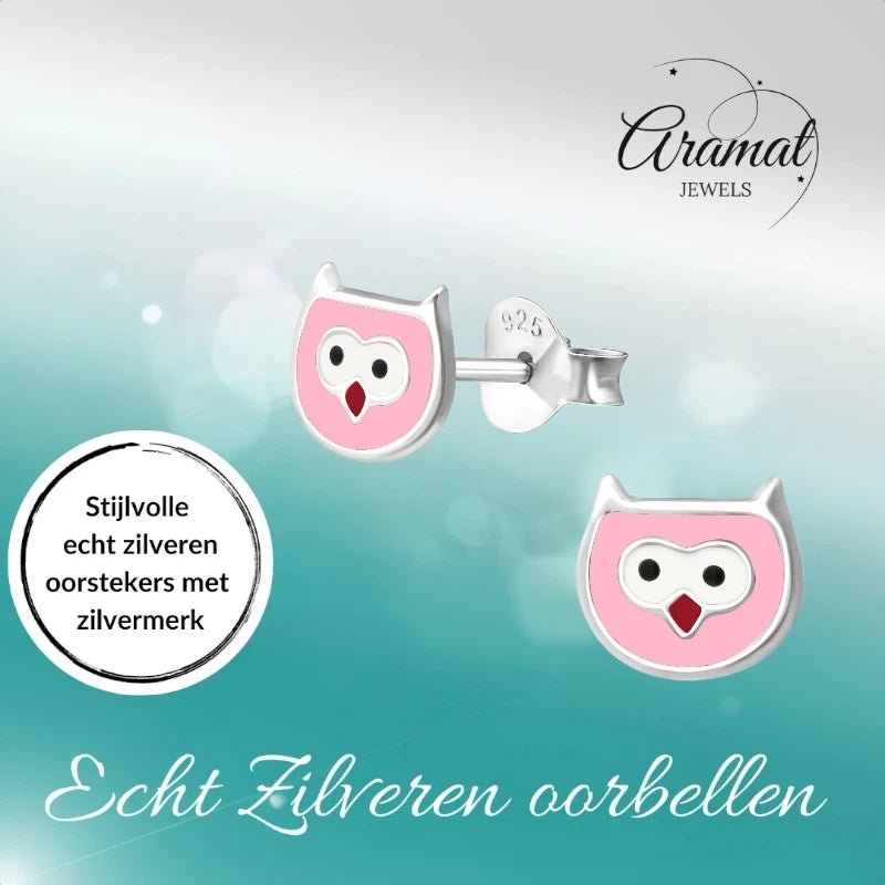 Zilveren Uiltjes Oorbellen voor Meisjes &acirc;&euro;&ldquo; 6x7mm -