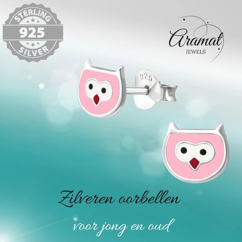Zilveren Uiltjes Oorbellen voor Meisjes &acirc;&euro;&ldquo; 6x7mm -