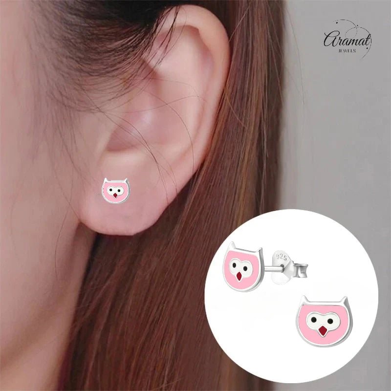 Zilveren Uiltjes Oorbellen voor Meisjes &acirc;&euro;&ldquo; 6x7mm -