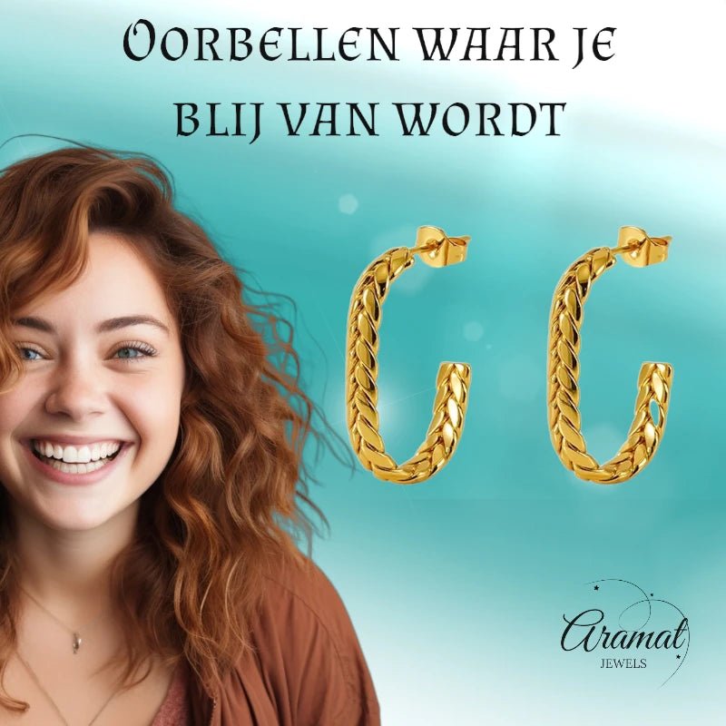 Goudkleurige Rechthoekige Oorstekers 25mm -