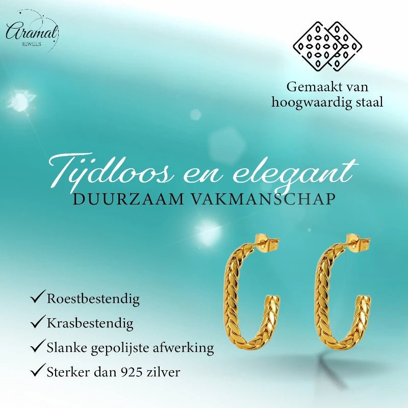 Goudkleurige Rechthoekige Oorstekers 25mm -