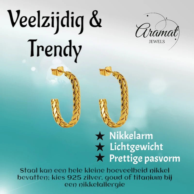 Goudkleurige Rechthoekige Oorstekers 25mm -