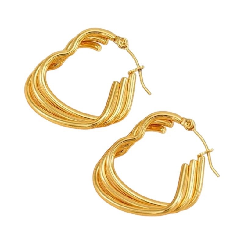 Triple Hartvormige Oorringen 25mm -