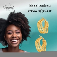 Goudkleurige Triple Hart Hoops 25mm -