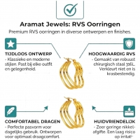 Goudkleurige Triple Hart Oorringen 25mm -