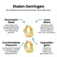 Goudkleurige Triple Hart Oorringen 25mm -