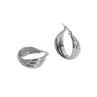 Zilverkleurige Triple Oorringen 22x8mm &acirc;&euro;&ldquo; Strakke look, driedubbel effect -