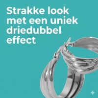 Zilverkleurige Triple Oorringen 22x8mm &acirc;&euro;&ldquo; Strakke look, driedubbel effect -