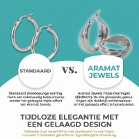 Zilverkleurige Triple Oorringen 25x9mm &acirc;&euro;&ldquo; Glanzend en Gelaagd -