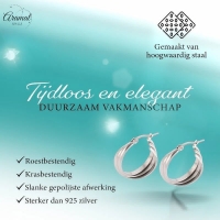 Zilverkleurige Triple Oorringen 20x7,5mm &acirc;&euro;&ldquo; Glanzend & Gekruist -