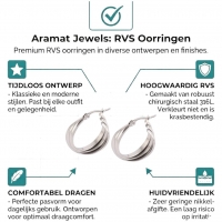 Zilverkleurige Triple Oorringen 20x7,5mm &acirc;&euro;&ldquo; Glanzend & Gekruist -