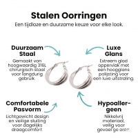 Zilverkleurige Triple Oorringen 20x7,5mm &acirc;&euro;&ldquo; Glanzend & Gekruist -