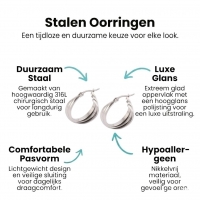 Zilverkleurige Triple Oorringen 20x7,5mm &acirc;&euro;&ldquo; Glanzend & Gekruist -