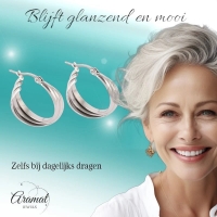Zilverkleurige Triple Oorringen 20x7,5mm &acirc;&euro;&ldquo; Glanzend & Gekruist -