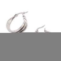 Zilverkleurige Triple Oorringen 20x7,5mm &acirc;&euro;&ldquo; Glanzend & Gekruist -