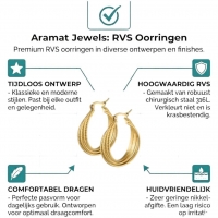 Goudkleurige Triple Oorringen RVS met Streepjesmotief 25x7,5mm -
