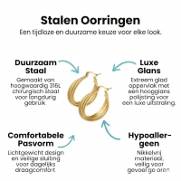 Goudkleurige Triple Oorringen RVS met Streepjesmotief 25x7,5mm -