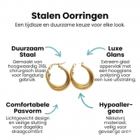 Goudkleurige Triple Oorringen RVS met Streepjesmotief 20x7,5mm -