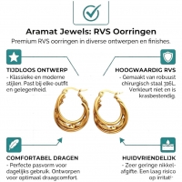 Goudkleurige 3-in-1 Oorringen RVS met Twist 20mm -