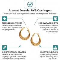 Goudkleurige 3-laags Oorringen RVS met Gevlochten Detail 25x7mm -