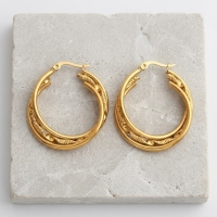 Triple Goudkleurige Oorringen Rond - 30x7mm -