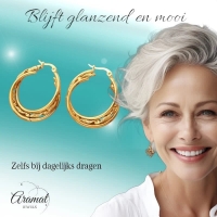 Triple Goudkleurige Oorringen Rond - 30x7mm -