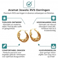 Goudkleurige Triple Oorringen RVS met Gedraaide Ring 20x7mm -