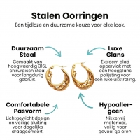 Goudkleurige Triple Oorringen RVS met Gedraaide Ring 20x7mm -