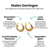 Goudkleurige Triple Oorringen RVS met Gedraaide Ring 20x7mm -