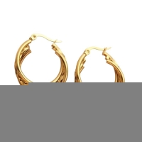 Triple Goudkleurige Oorringen 30x7,5mm &acirc;&euro;&ldquo; 2 Glad & 1 Gedraaid -