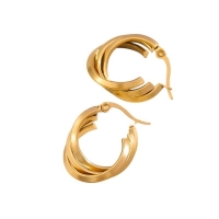 Triple Oorringen Rond Gekruist Goudkleurig - 25x7mm -