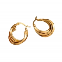 Triple Oorringen Rond Gekruist Goudkleurig - 25x7mm -