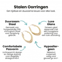 Bicolor Triple Oorringen Ovaal 38x6mm &acirc;&euro;&ldquo; Goud & Zilver -